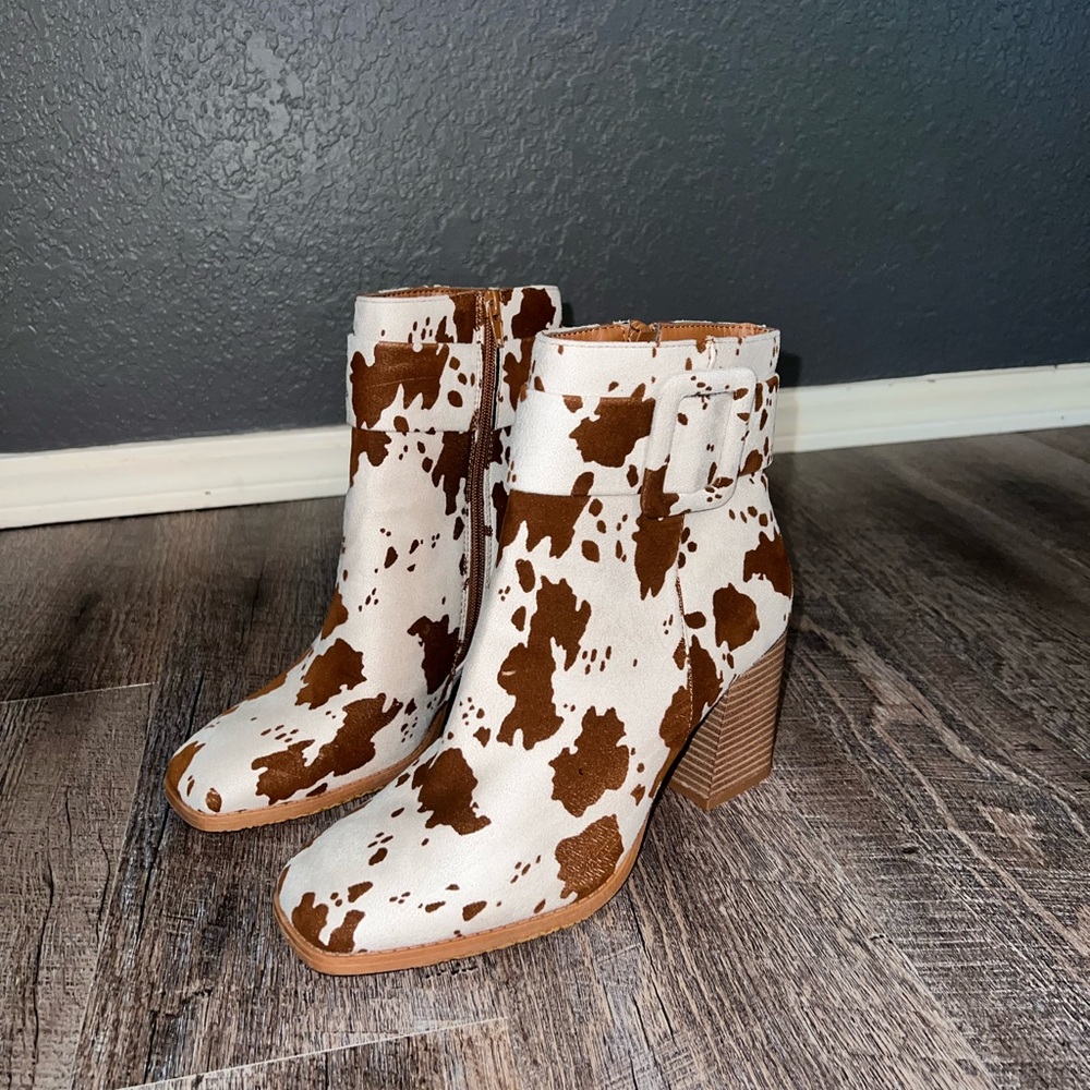Cow Print Booties